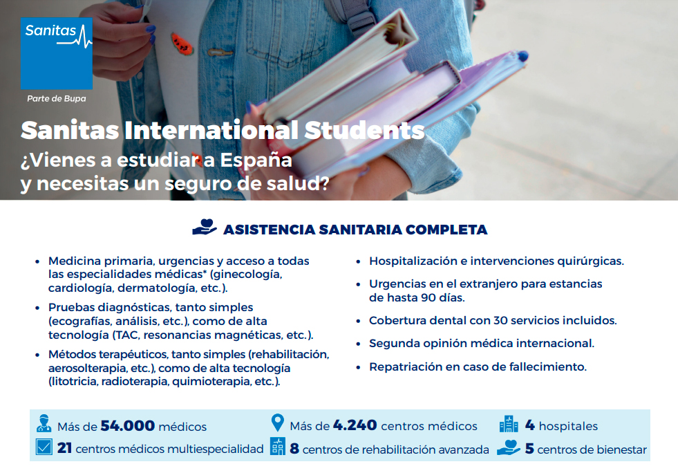 Seguro para estudiantes extranjeros en España 2024 - Sanitas International Student